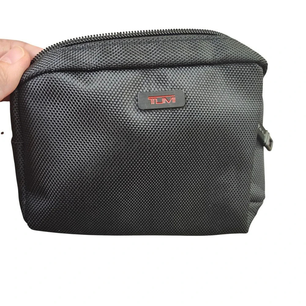 Tumi Black Ballistic Nylon Small Travel Pouch Zippered Accessory Bag 7